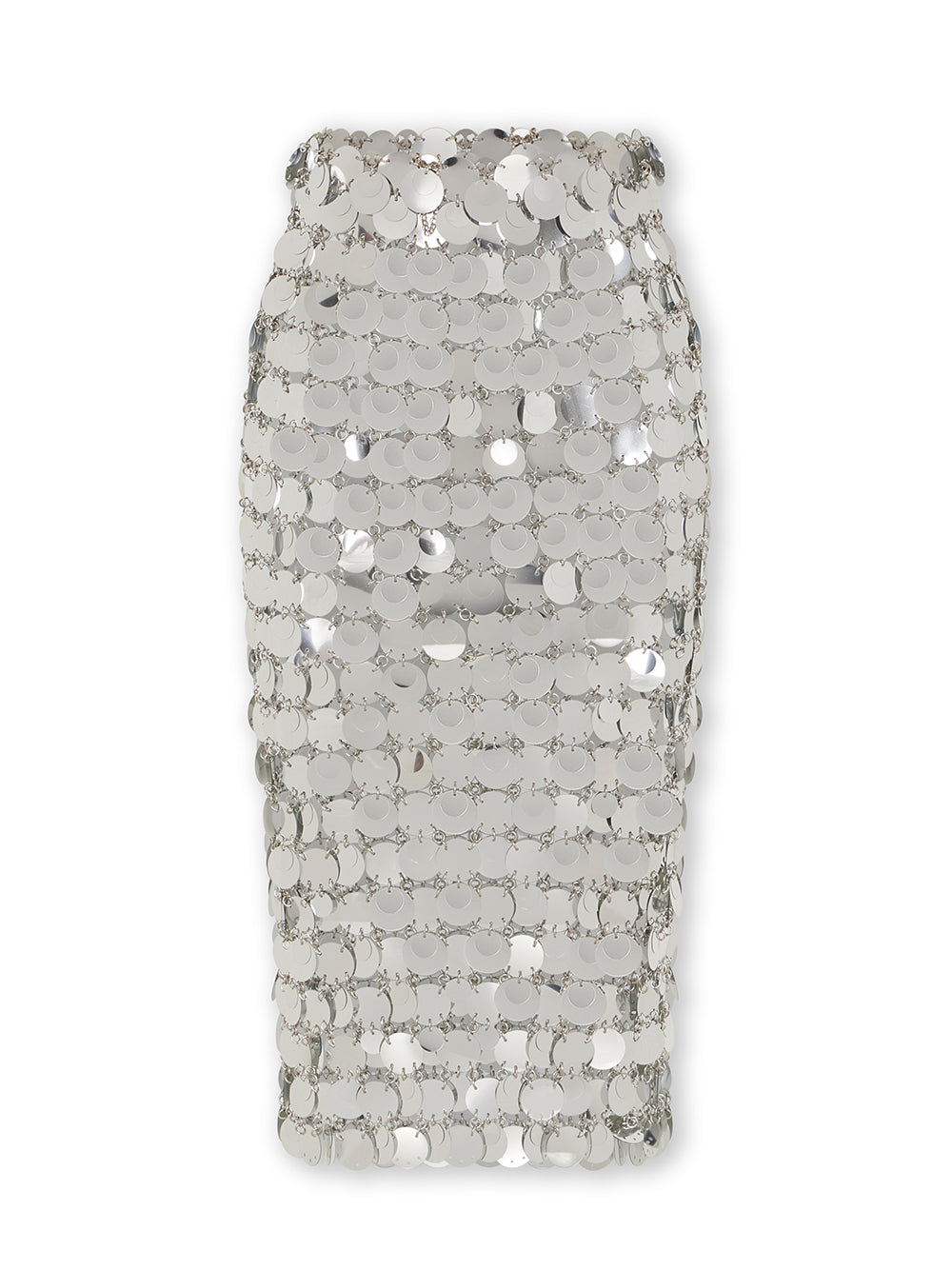 The Silver Sparkle Discs Midi Skirt (Silver)