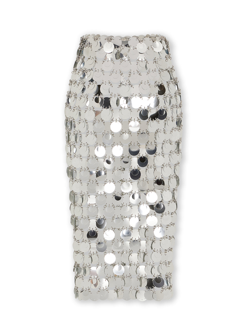 The Silver Sparkle Discs Midi Skirt (Silver)