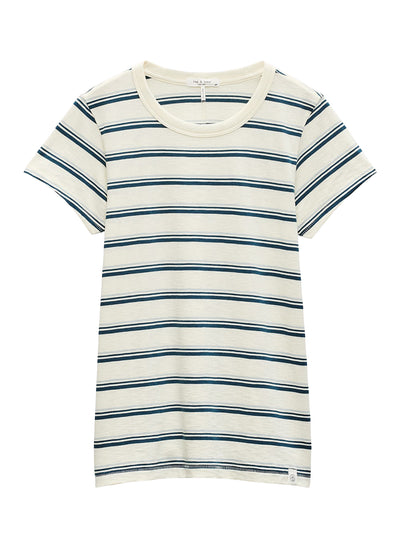 The Slub Stripe Tee (Ivory Blue Multi)
