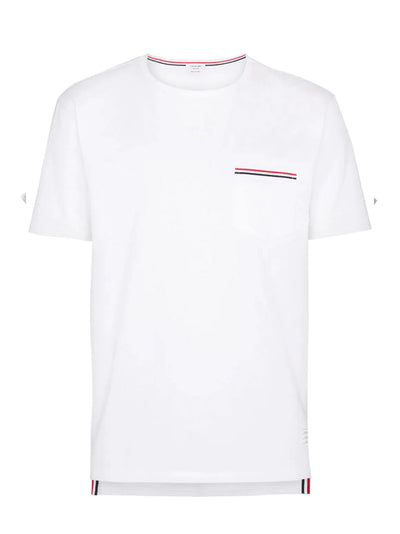 Medium Weight Jersey Tipped Pocket Crew Neck Tee (White)