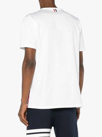 Medium Weight Jersey Tipped Pocket Crew Neck Tee (White)