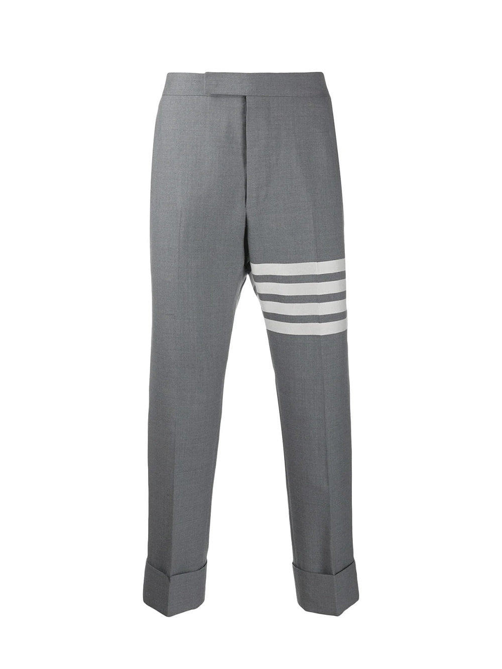 Medium Gray Plain Weave Suiting Classic 4-Bar Trouser (Grey)