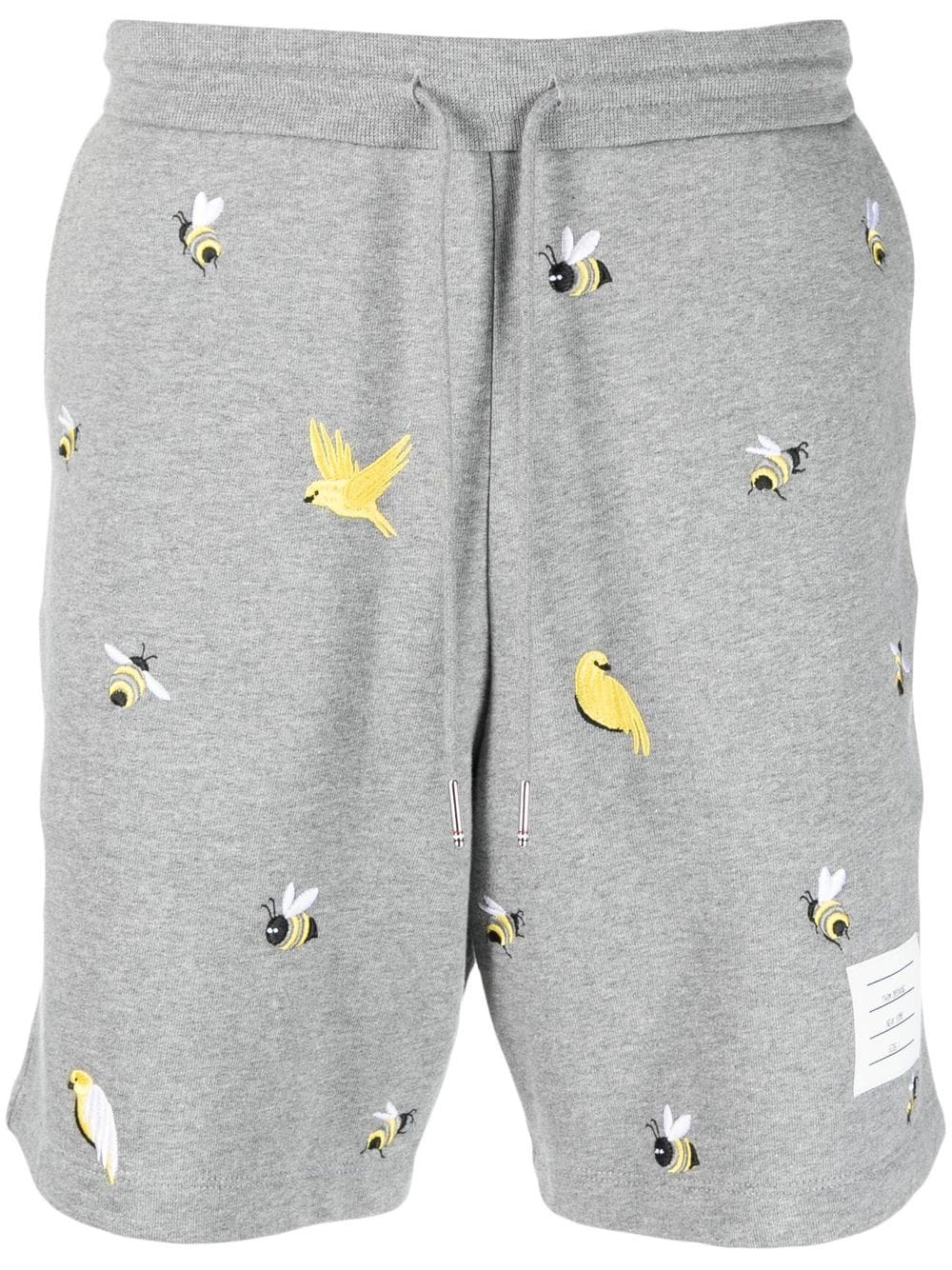 ThomBrowne-CottonLoopbackBirdsandBeesEmbroideredSweatshorts-MediumGrey-1