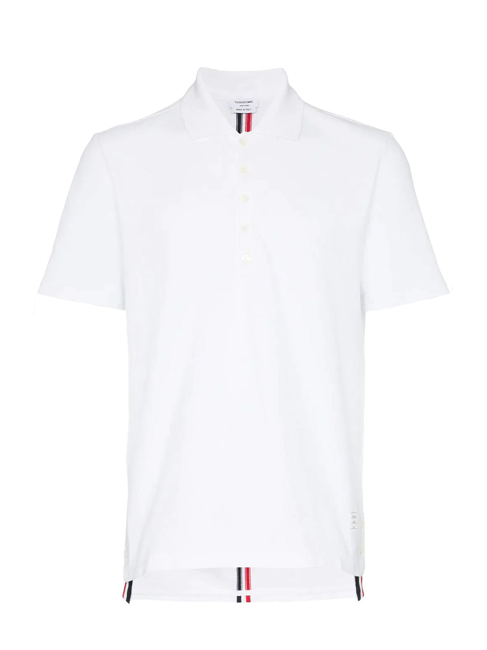 Cotton Pique Center Back Stripe Relaxed Fit Polo (White)