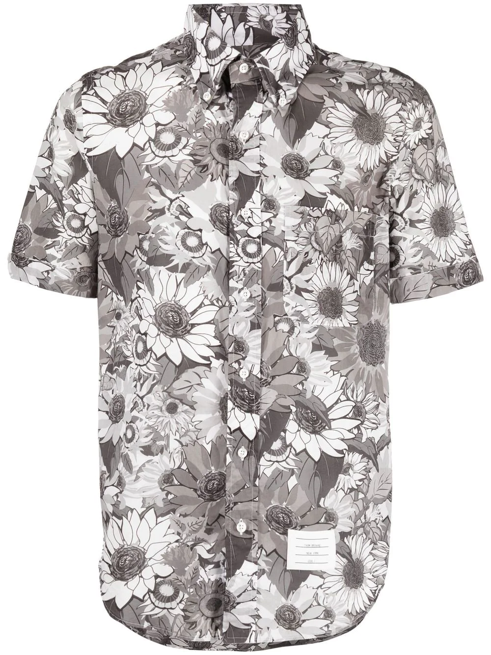 ThomBrowne-FloralCottonVoileStraightFitButtonDownShortSleeveShort-Grey-1