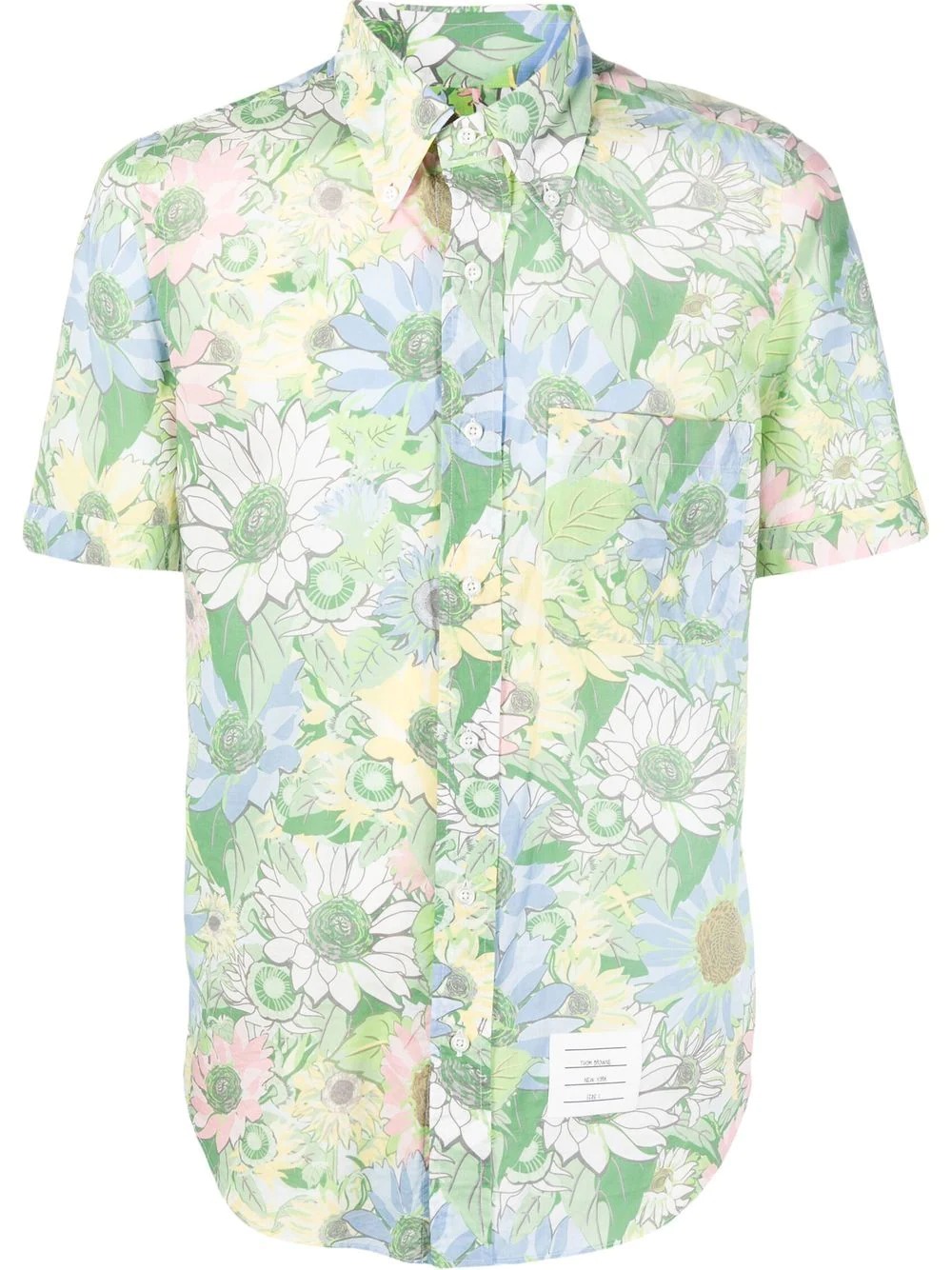 ThomBrowne-FloralCottonVoileStraightFitButtonDownShortSleeveShort-LightGreen-1