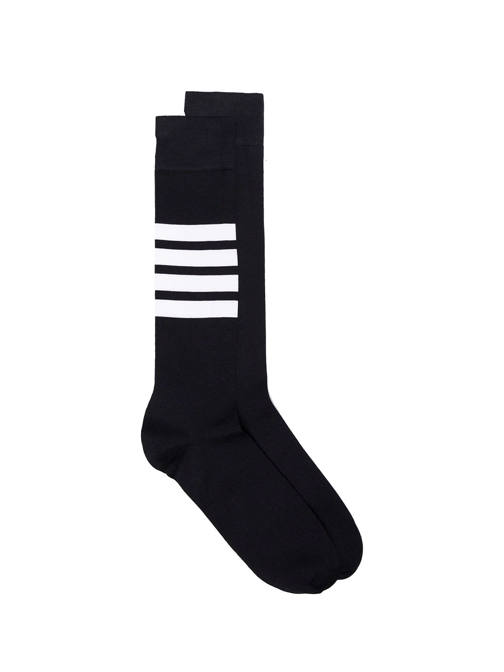 Lightweight Cotton 4-Bar Mid-Calf Socks (Navy)