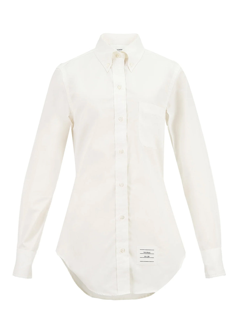 Logo Patch Collared Button-Up Shirt (White)