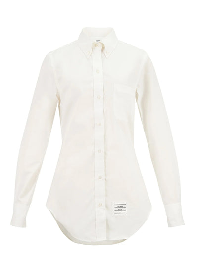 Logo Patch Collared Button-Up Shirt (White)