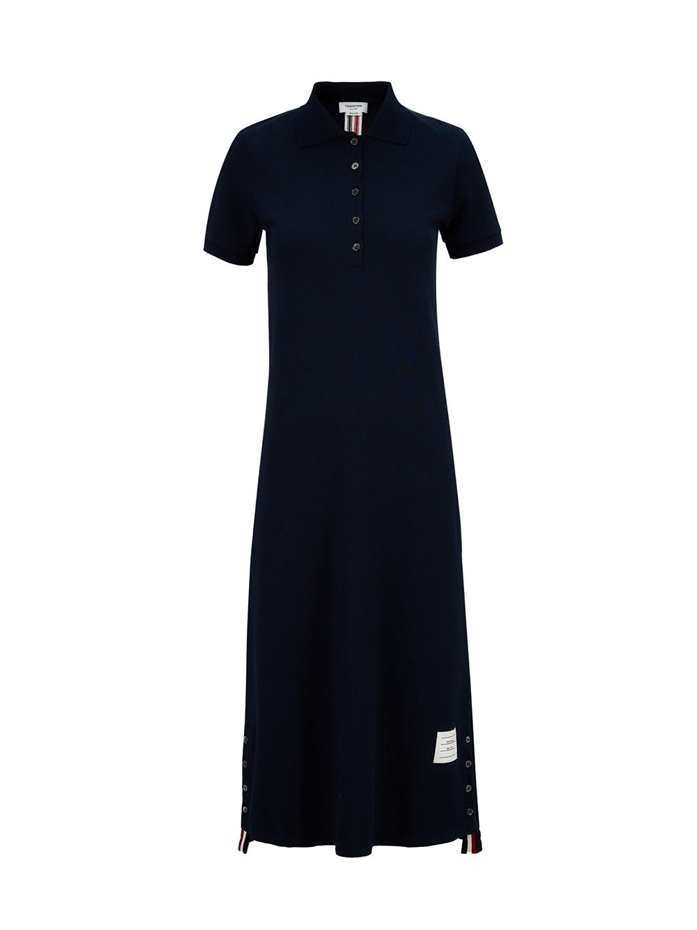 ThomBrowne-StripeCottonPiqueFittedA-LineShortSleevePoloShirtdress-Navy-1