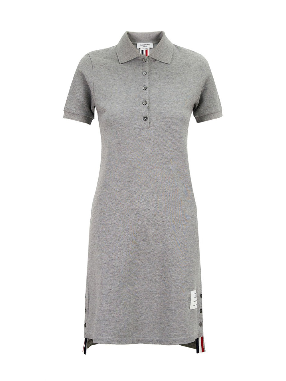 ThomBrowne-StripeCottonPiqueFittedALineShortSleevePoloShirtdress-LightGrey-1