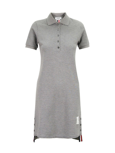 ThomBrowne-StripeCottonPiqueFittedALineShortSleevePoloShirtdress-LightGrey-1