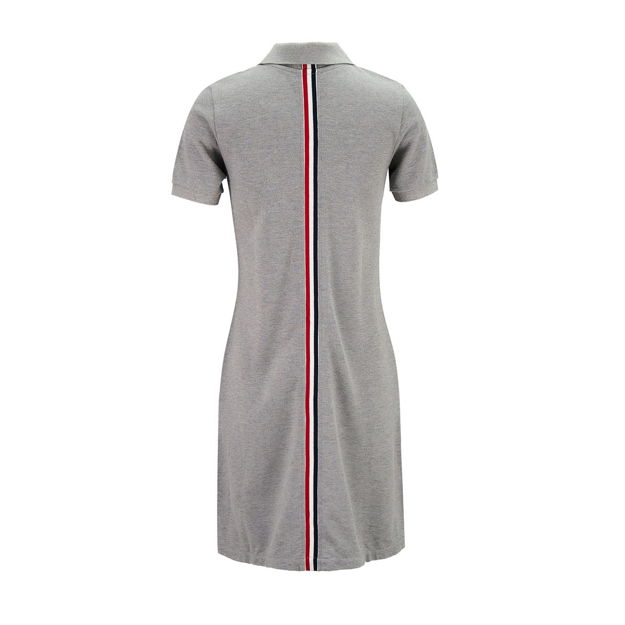 ThomBrowne-StripeCottonPiqueFittedALineShortSleevePoloShirtdress-LightGrey-2