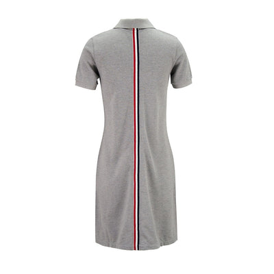 ThomBrowne-StripeCottonPiqueFittedALineShortSleevePoloShirtdress-LightGrey-2