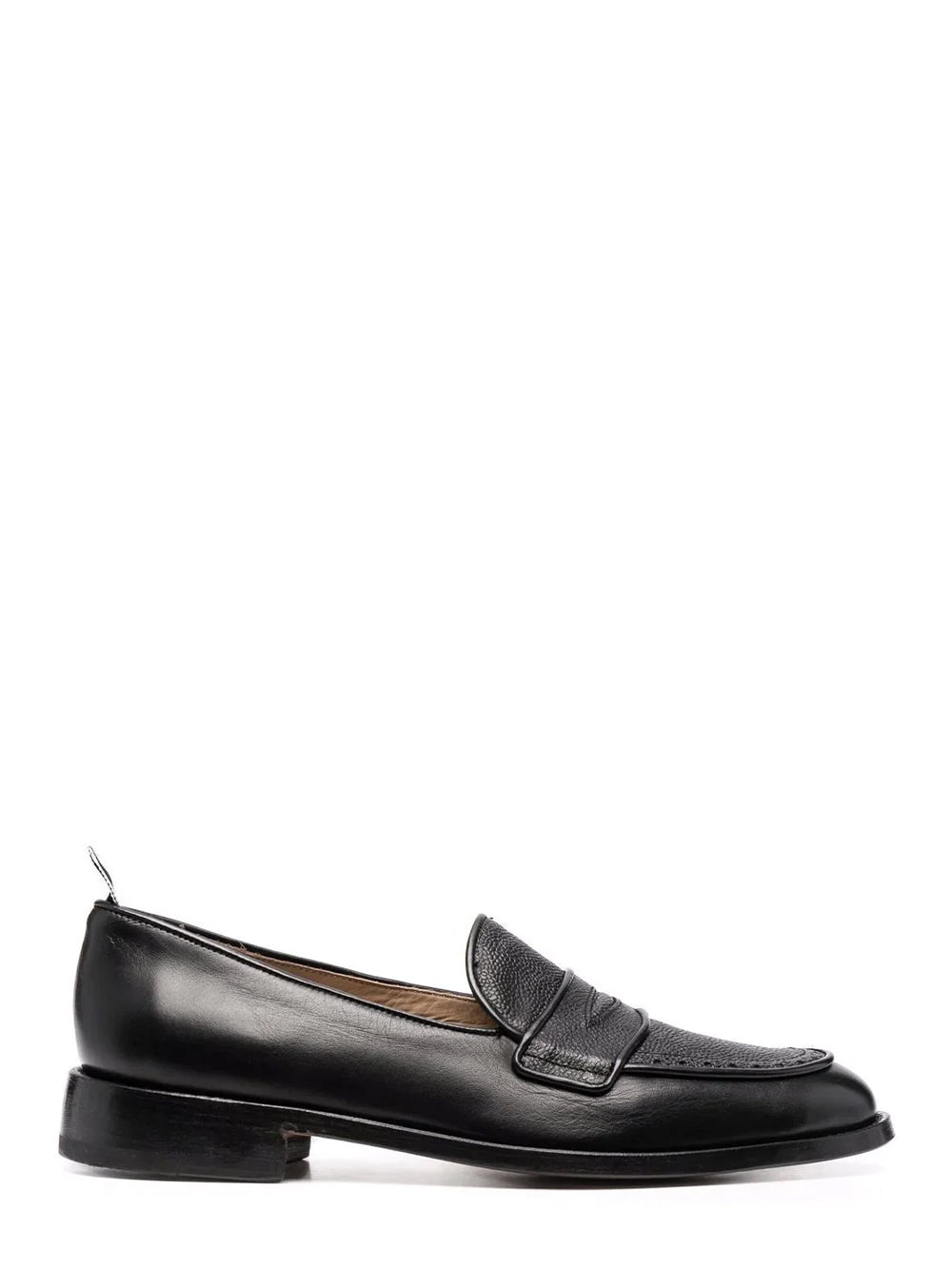 Vitello Calf Leather Flexible Leather Sole Soft Penny Loafer (Black)