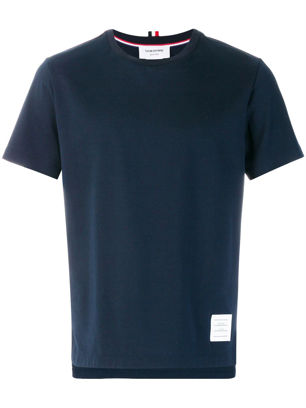 Relaxed Fit Short Sleeve Tee W/ Side Slit In Medium Weight Jersey Navy