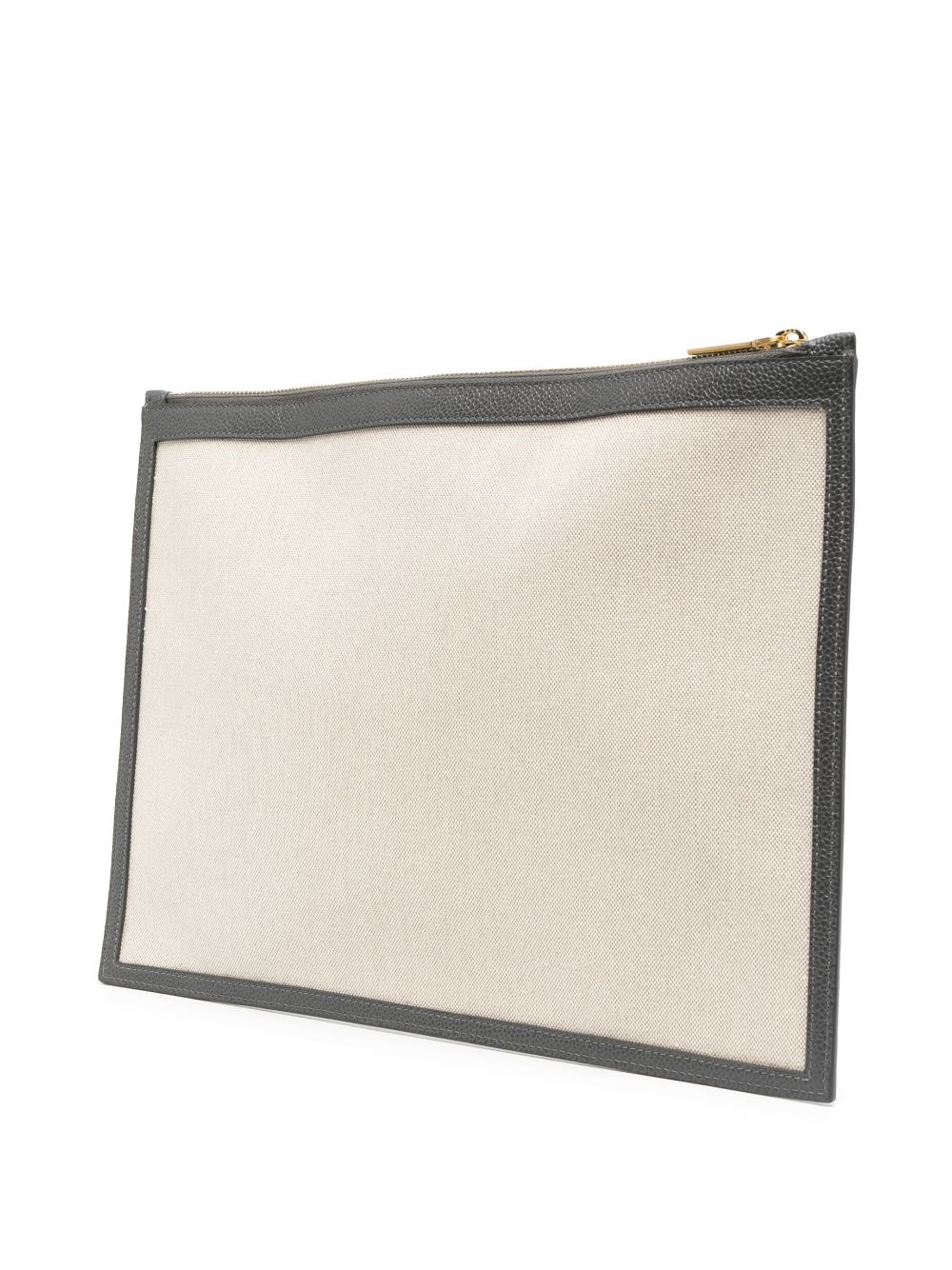 Medium Document Holder W/ Leather Pocket In Salt And Pepper Cotton Canvas Natural