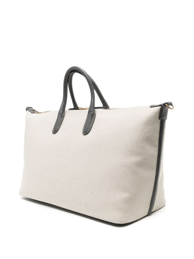 Medium Soft Duffle W/ Shoulder Strap In Salt And Pepper Cotton Canvas Natural