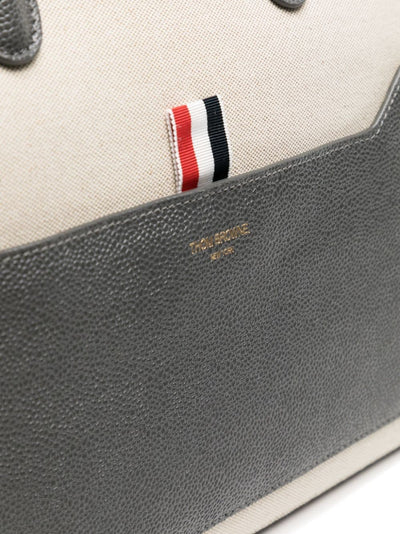 Medium Soft Duffle W/ Shoulder Strap In Salt And Pepper Cotton Canvas Natural