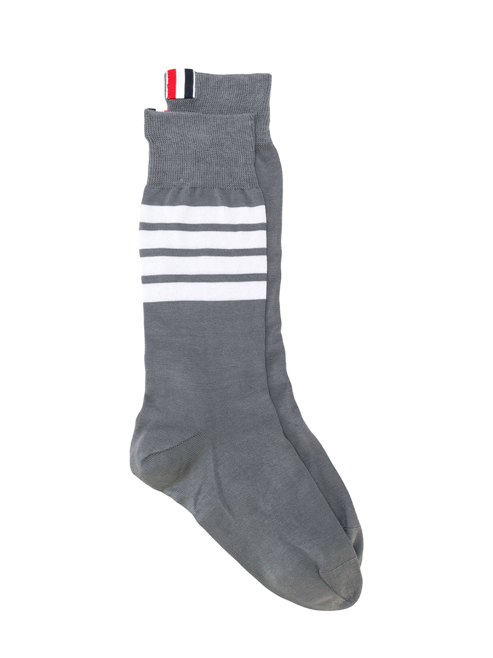 Mid Calf Socks With 4 Bar In Lightweight Cotton (Medium Grey)