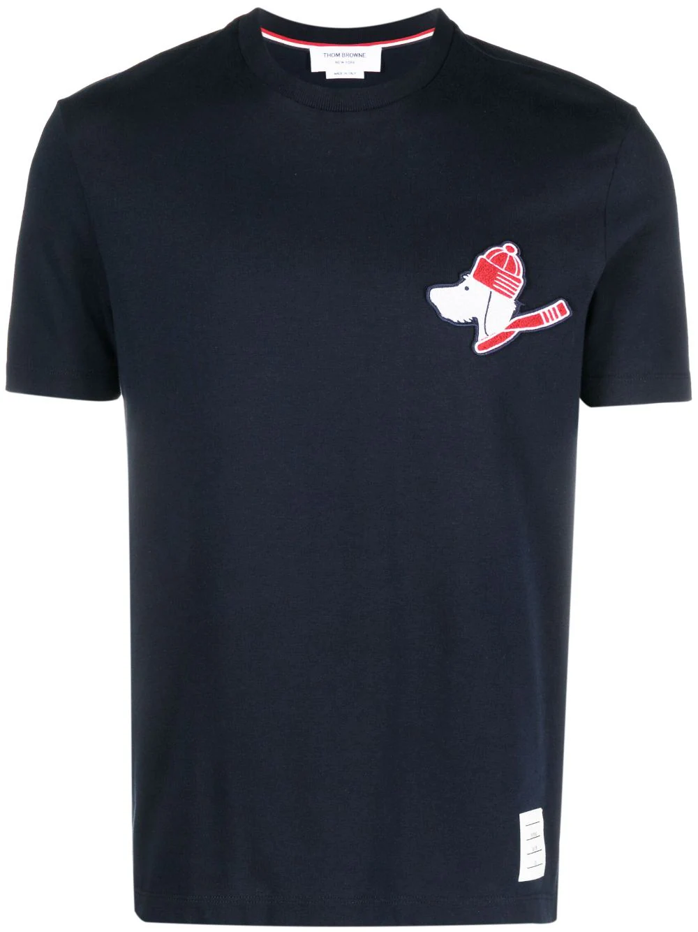 Short Sleeve Tee W/ Hector W/ A Hat Chenille Embroidery In Med Weight Jersey Navy