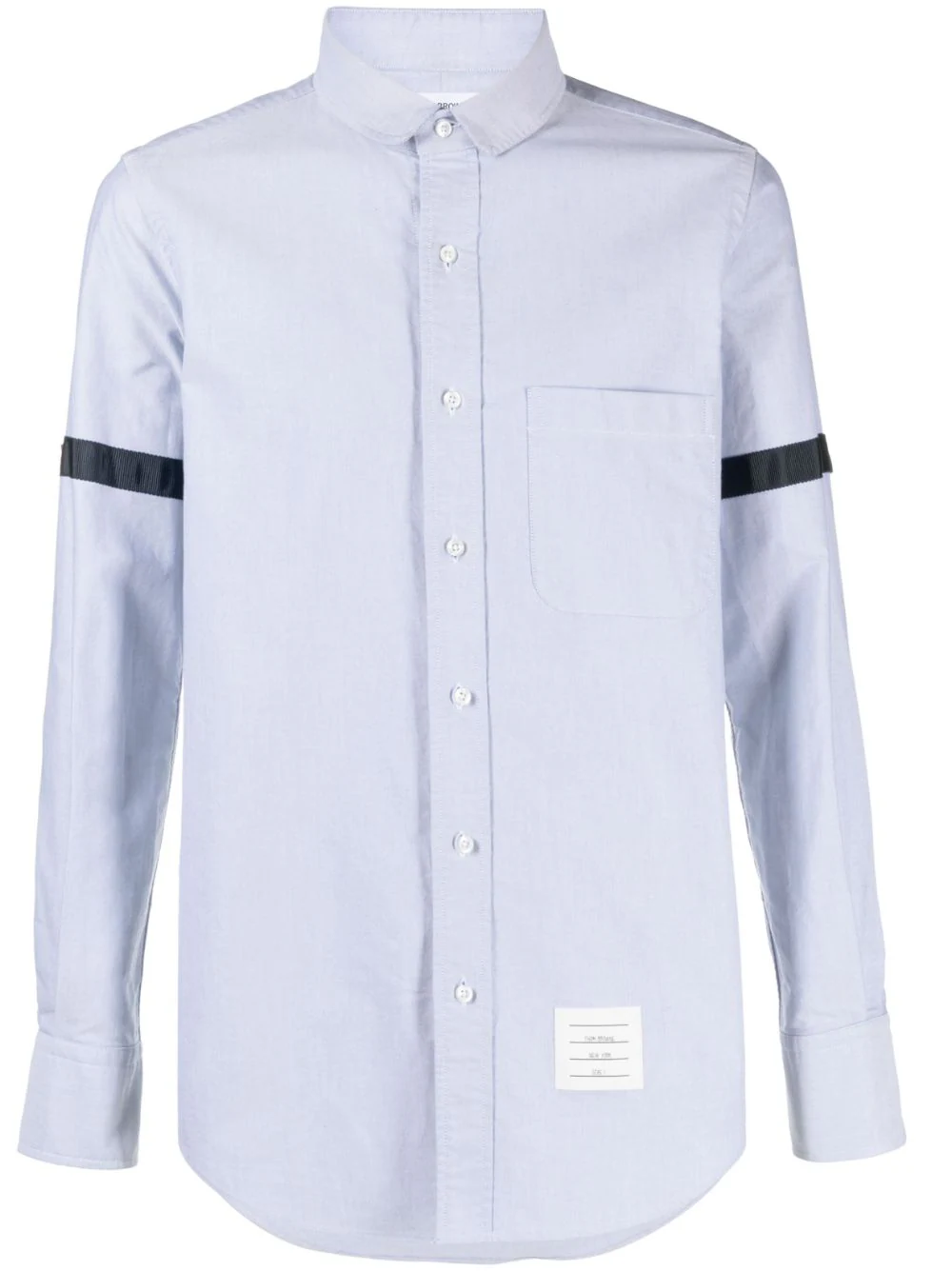 Straight Fit Mini Round Collar Long Sleeve Shirt W/ Gg Armband In Oxford Light Blue