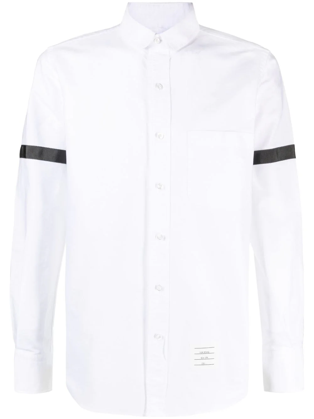 Straight Fit Mini Round Collar Long Sleeve Shirt W/ Gg Armband In Oxford White