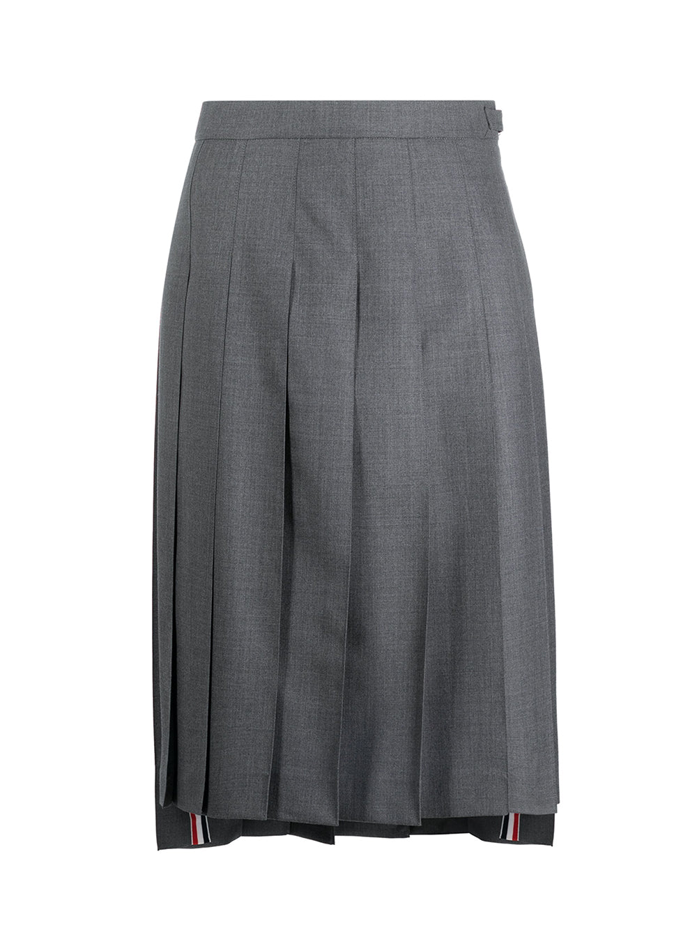 Twill Pleated Midi Skirt (Medium Grey)