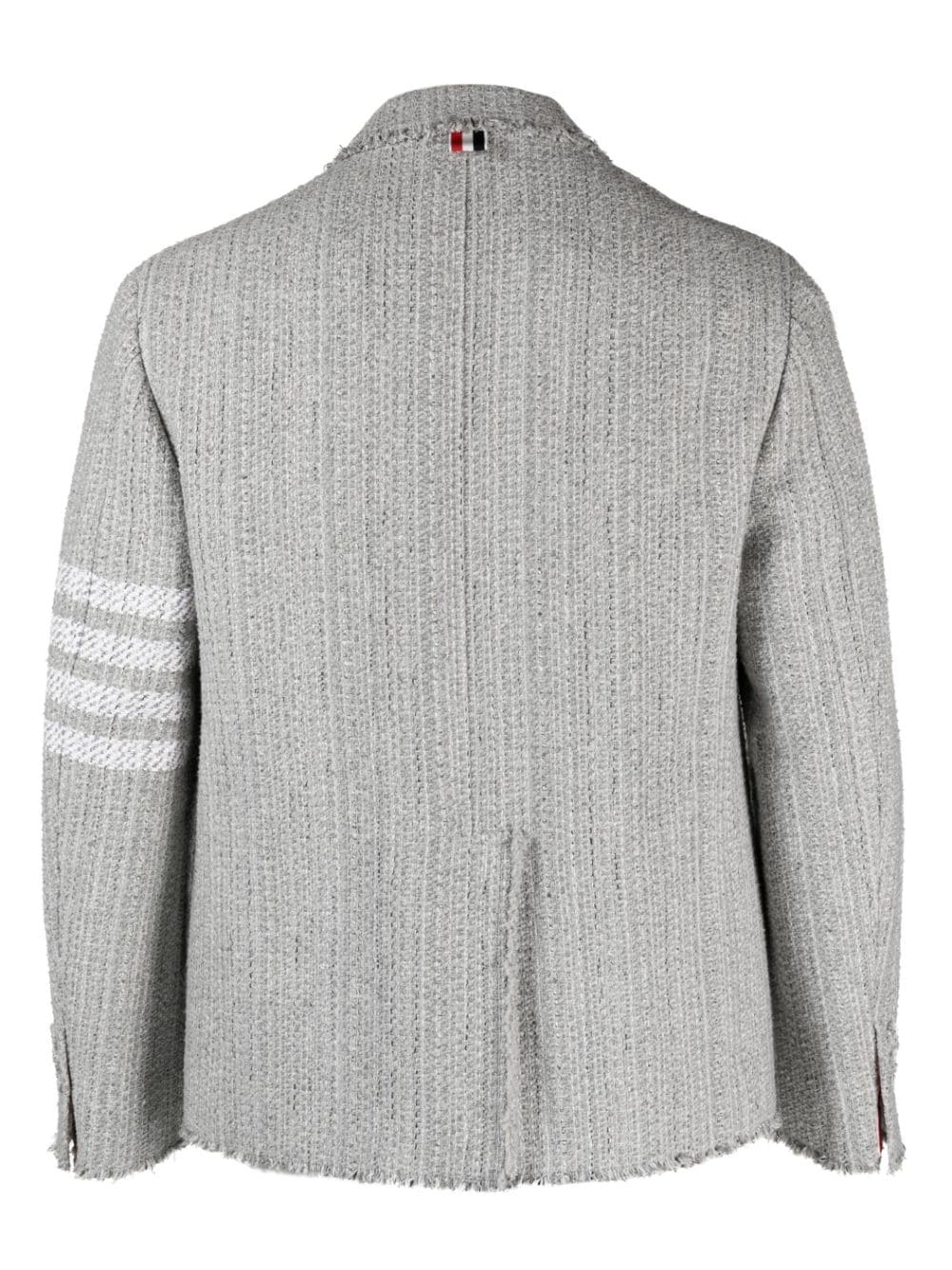 Unconstructed Fit 2 Sb S/C (Sack) W/Fray Edge In Woven 4 Bar Solid Cotton Tweed Med Grey