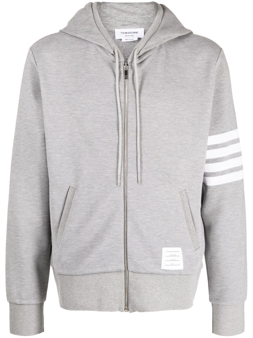 Zip Hoodie W/ 4Bar In Ottoman Light Grey