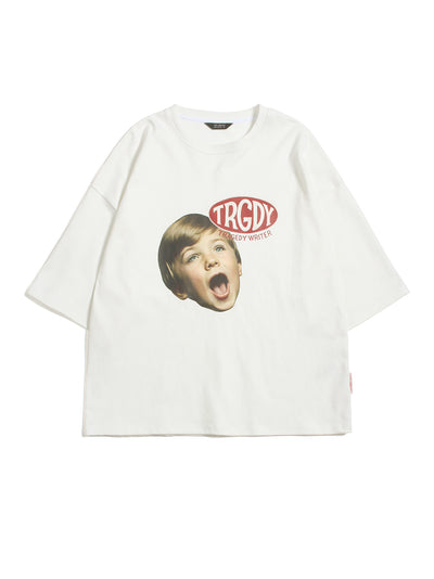 Tragedy Writer (Oversized Tee - Interlock) (White)
