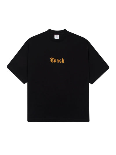 Trash Embroidered Regular T-Shirt (Black)