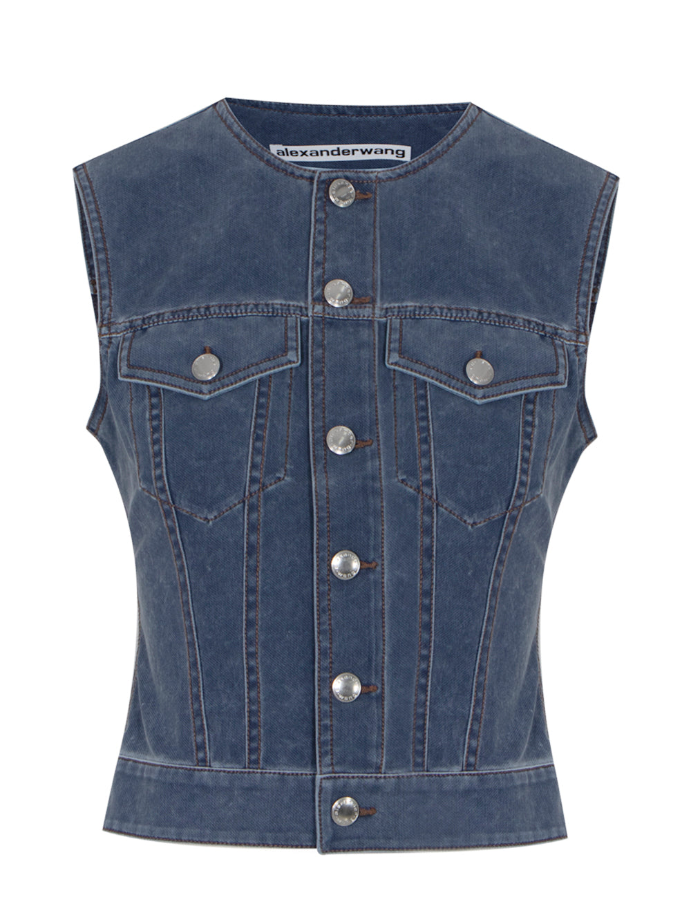 Trompe Loeil Denim Fitted Vest (Dark Night)