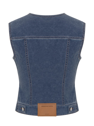 Trompe Loeil Denim Fitted Vest (Dark Night)