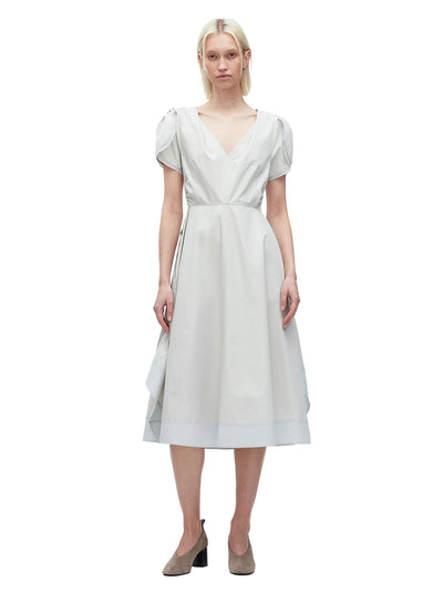 Tulip Sleeve V-Neck Dress (Glacier)
