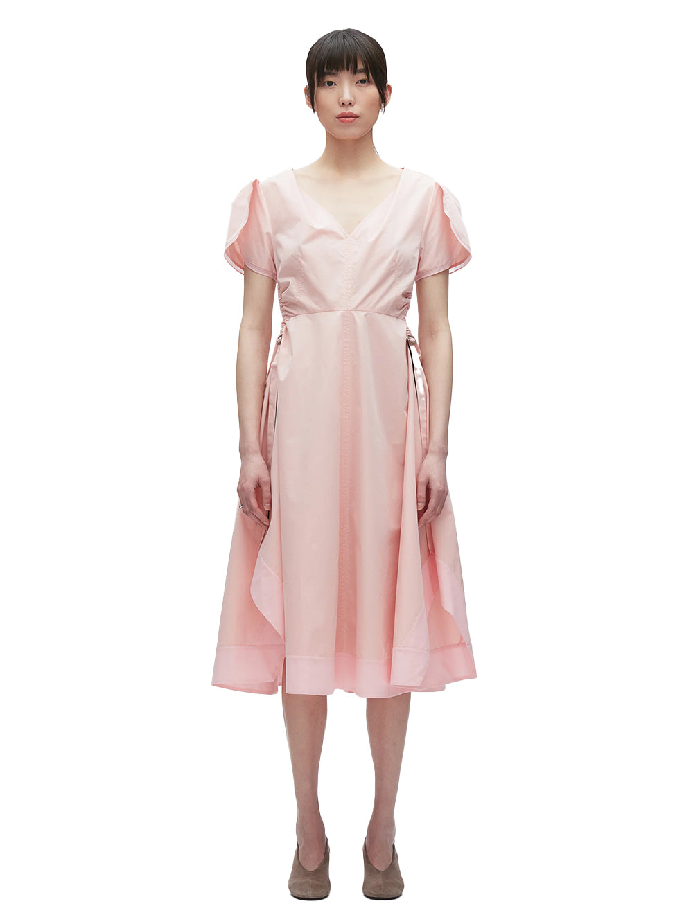 Tulip Sleeve V-Neck Dress (Petal)