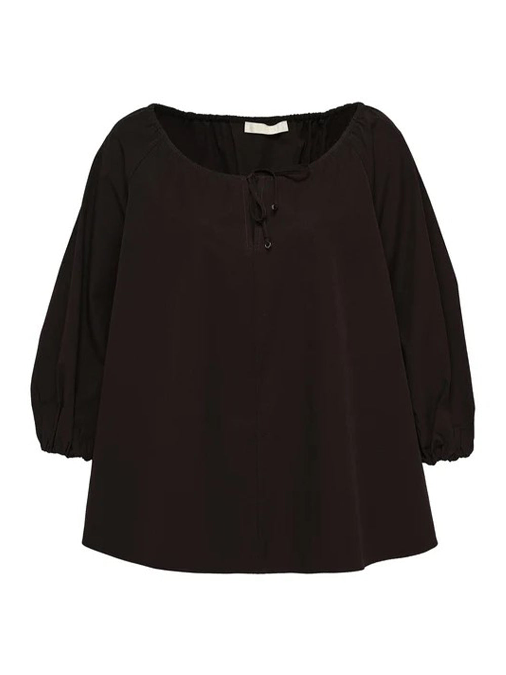 Tumbled Cotton Flare Top (Black)