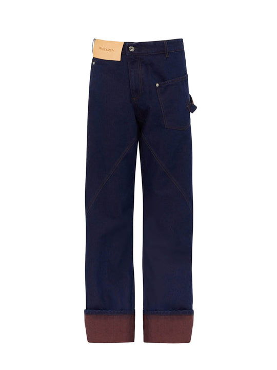 Turn Up Twisted Workwear Jeans (Blue/Red)