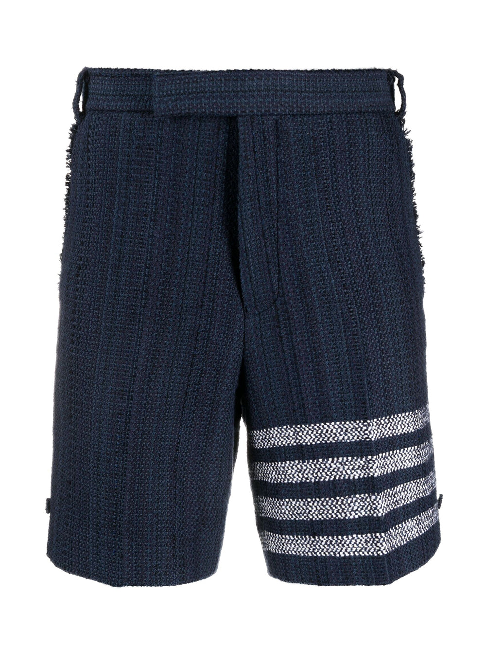 Tweed Fray 4-Bar Sack Shorts (Navy)