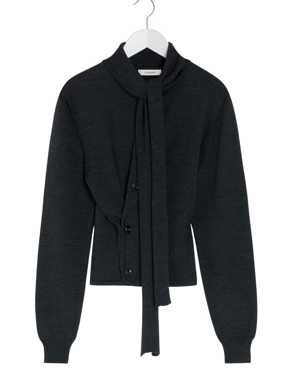 Twisted Cardigan With Scarf (Anthracite)