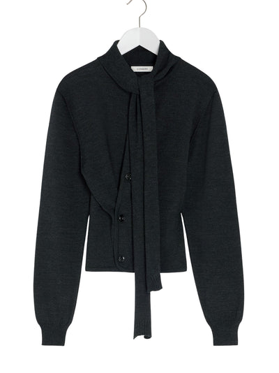 Twisted Cardigan With Scarf (Anthracite)