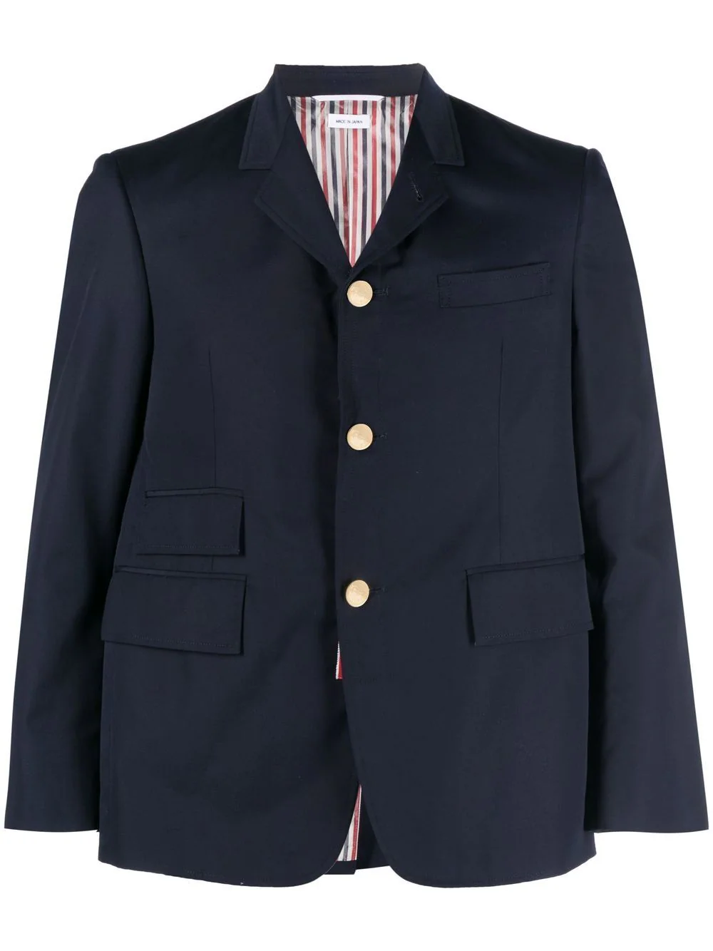 Typewriter Cloth Grosgrain Placket Sport Coat (Navy)
