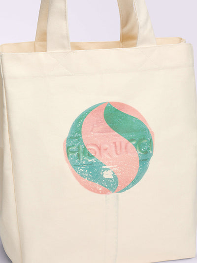 Lollipop Graphic Tote Bag (Off White)