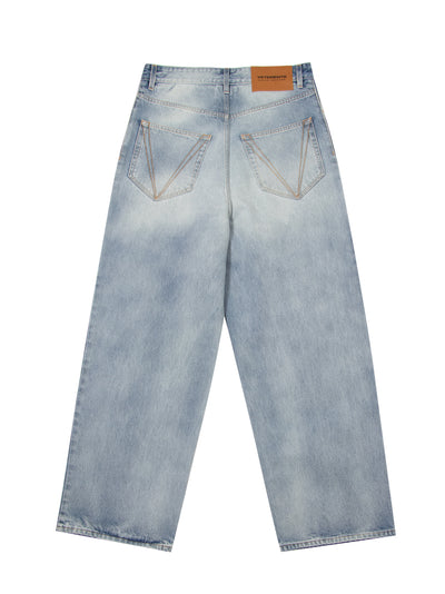 Embroidered Logo Baggy Jeans Light Blue