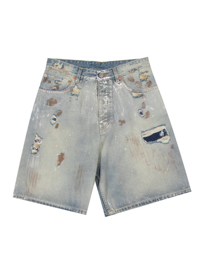 Trashed Shorts Light Blue