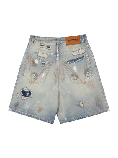 Trashed Shorts Light Blue