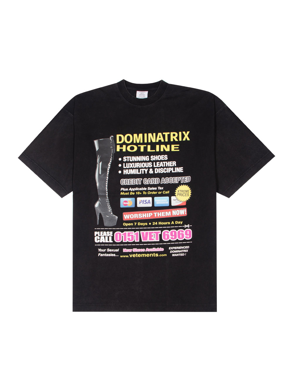 Dominatrix Hotline Oversized T-Shirt (Black)