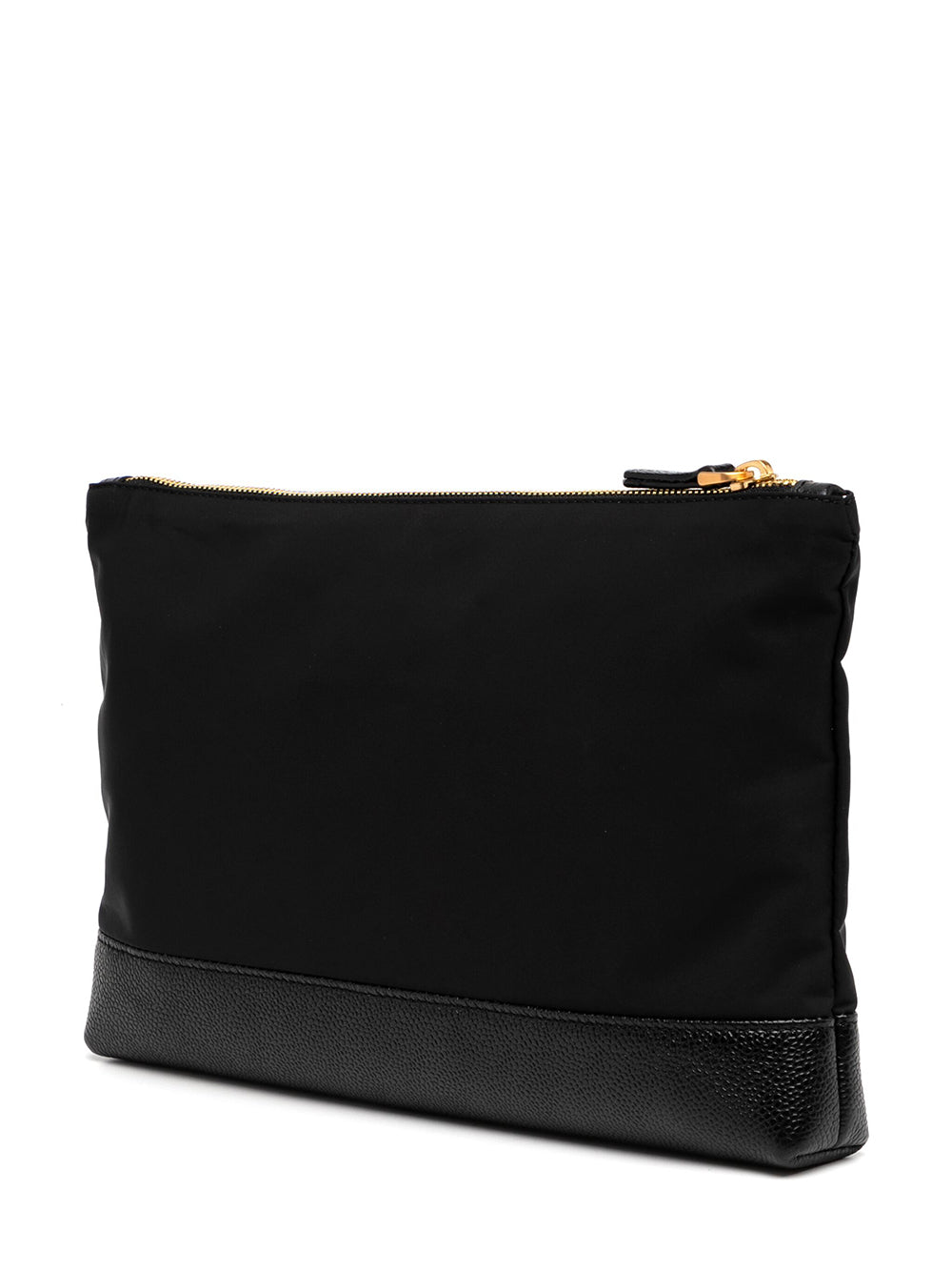 Large Pouch With Gold Zip And Black Tricolor (Stripe Black)