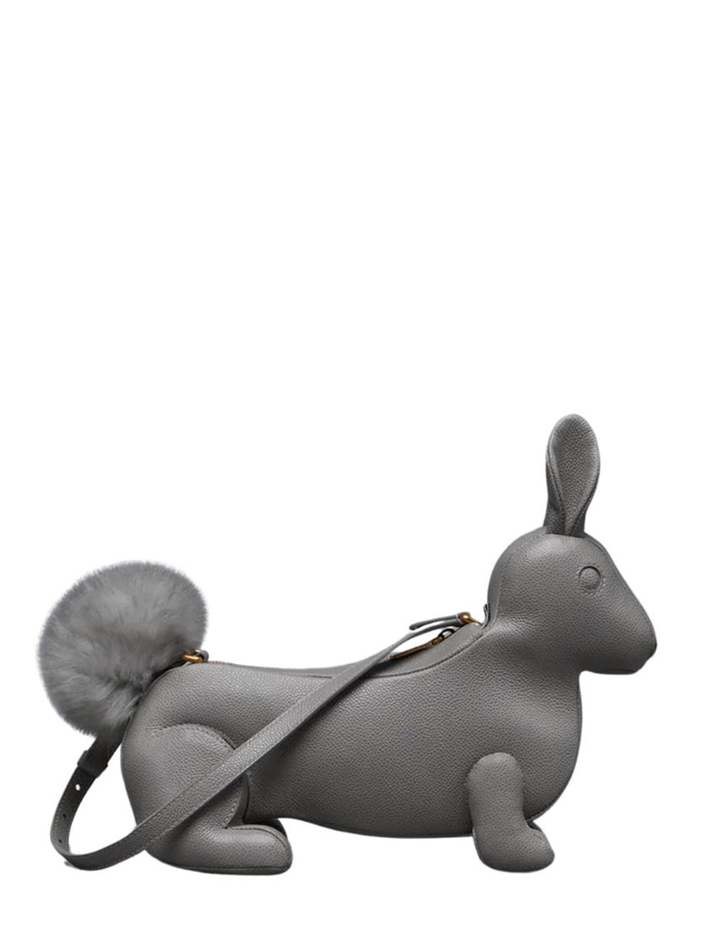 Pebble Grain Rabbit Baguette Bag (Light Grey)