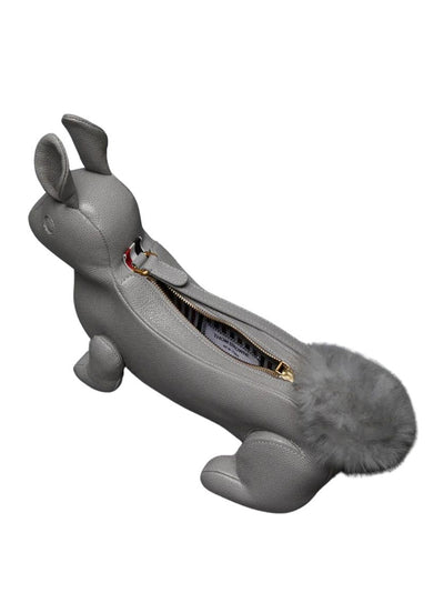 Pebble Grain Rabbit Baguette Bag (Light Grey)